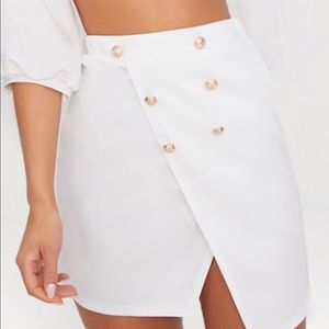White Button Front Wrap over skirt